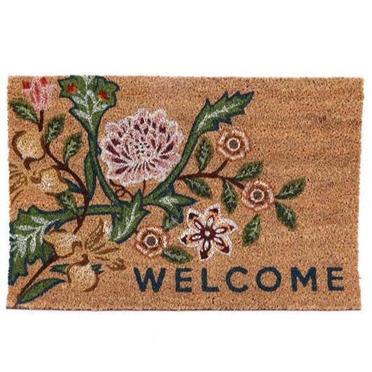 Floral Welcome Coir Doormat