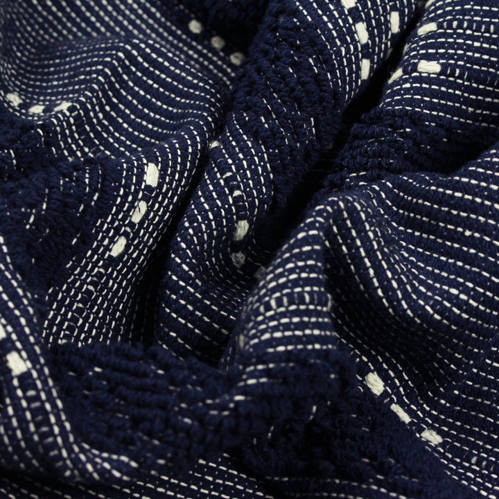 Solstice Tufted Woven Throw, Navy Blue
