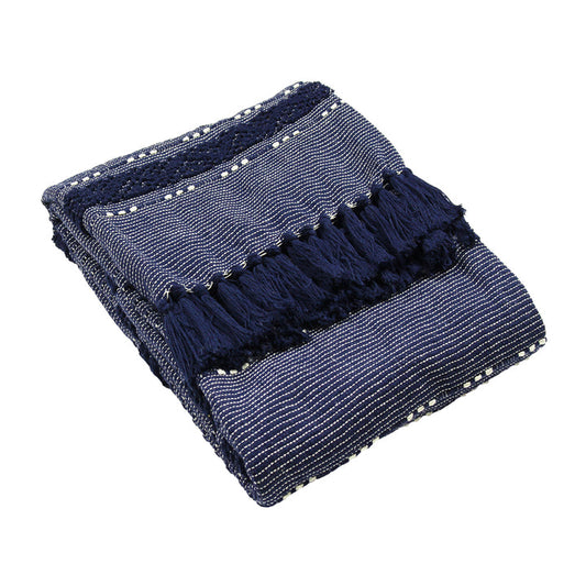 Solstice Tufted Woven Throw, Navy Blue
