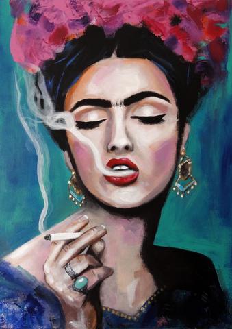Smoking Frida Art Print