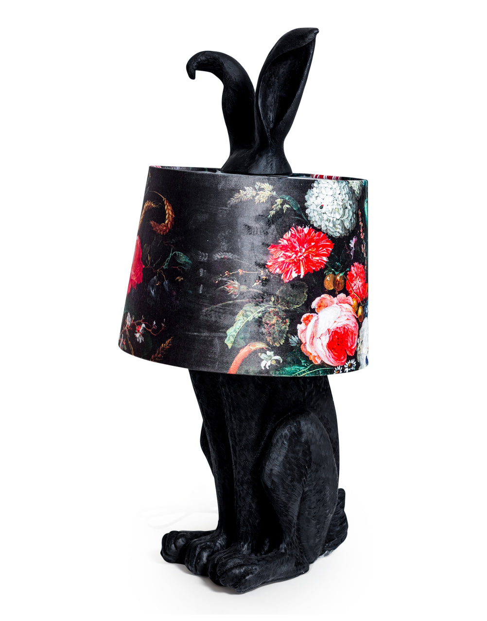 Black Rabbit With Vintage Floral Shade Table Lamp