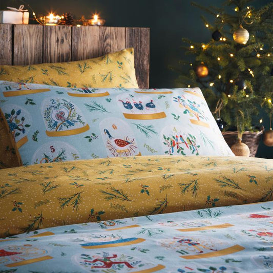 12 Days Of Christmas Single Duvet Cover Set | Blue