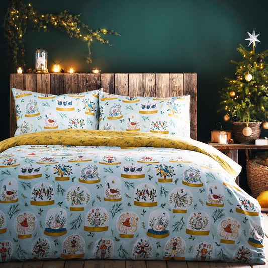 12 Days Of Christmas Single Duvet Cover Set | Blue