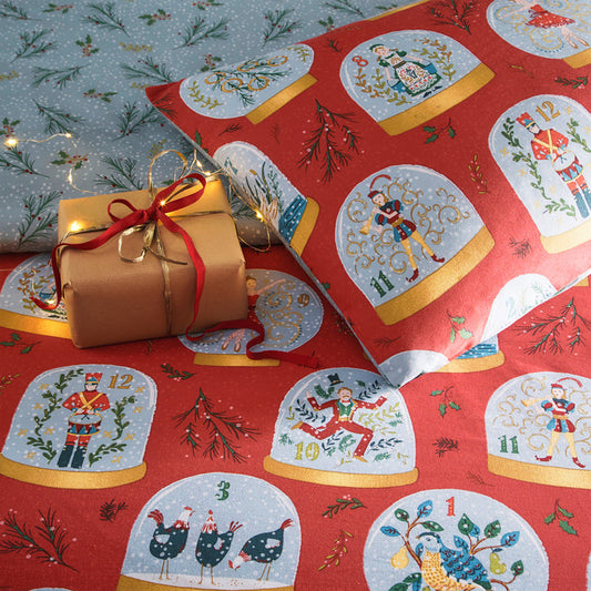 12 Days Of Christmas Single Duvet Cover Set | Red