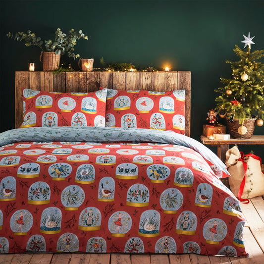 12 Days Of Christmas Single Duvet Cover Set | Red