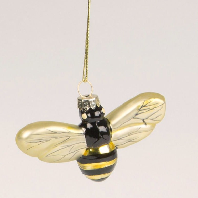 Golden Bee Shaped Glass Bauble