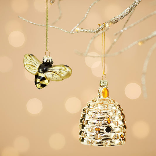 Golden Bee Shaped Glass Bauble