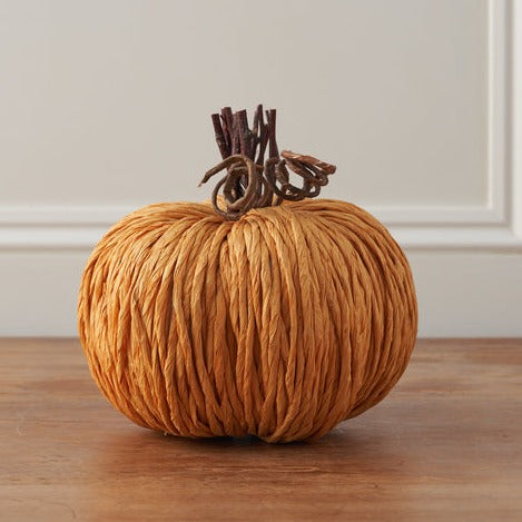 Handmade Straw Pumpkin | Pale Orange