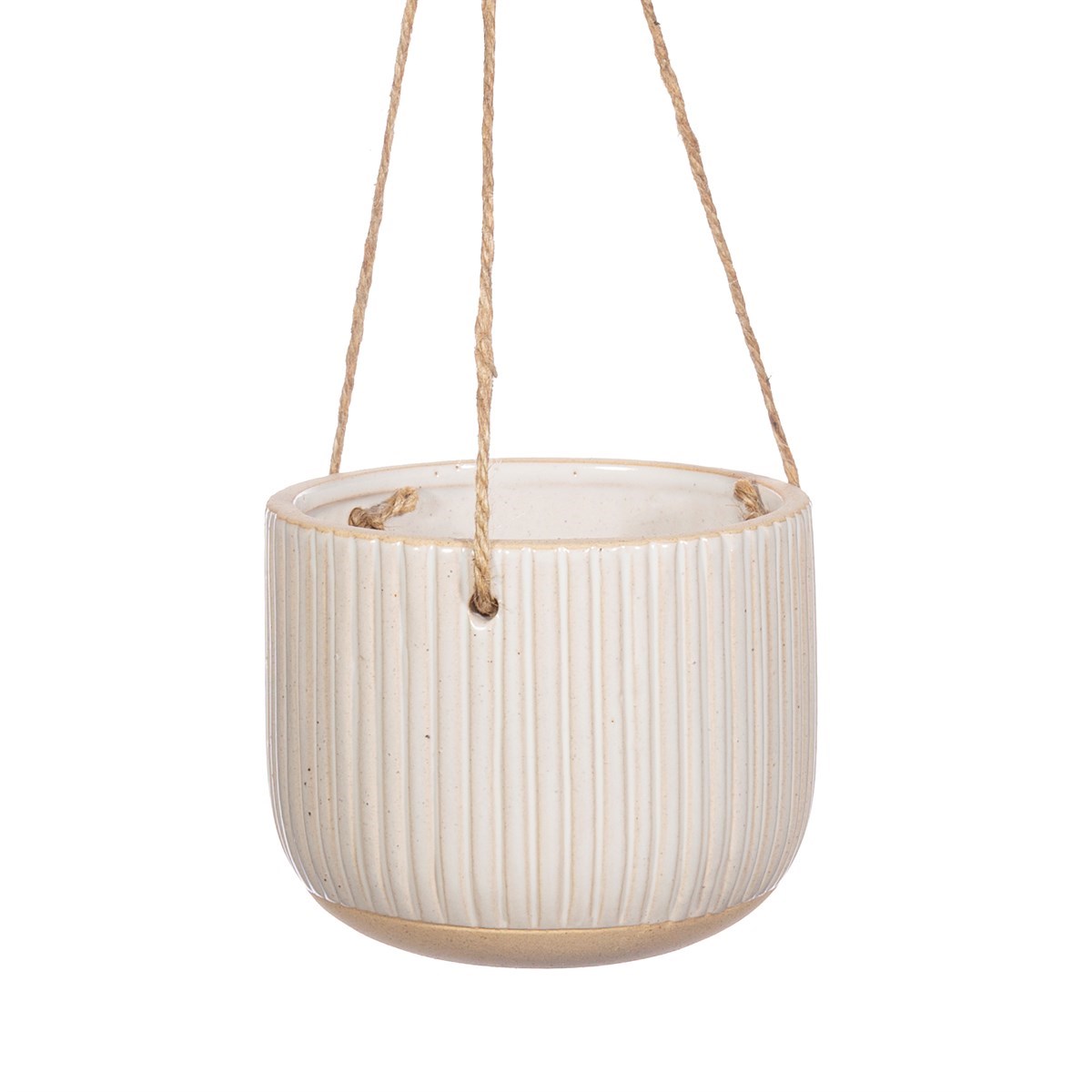 Grooved White Hanging Planter