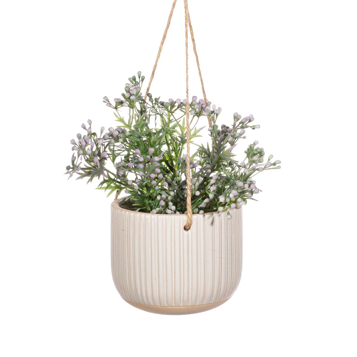 Grooved White Hanging Planter