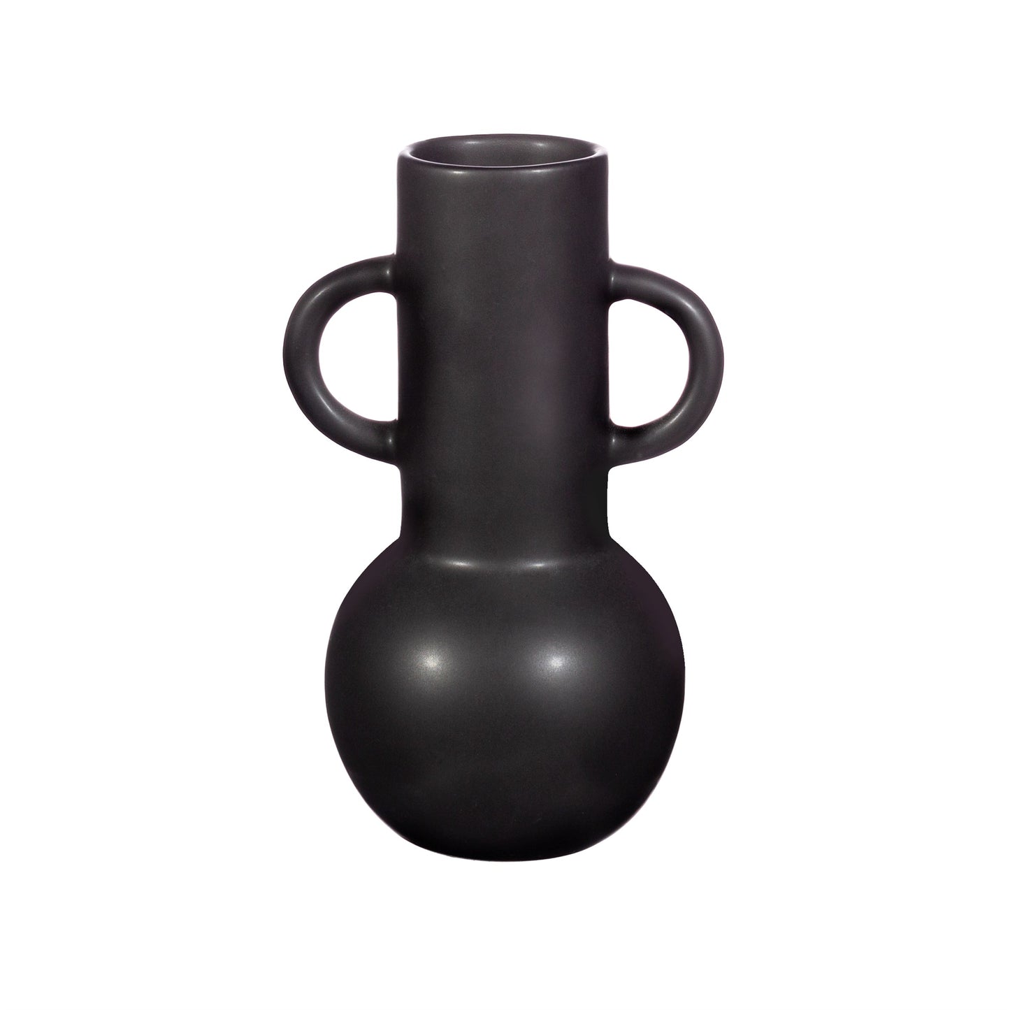 Large Matte Black Vase with Handles