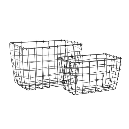 Industrial Wire Storage Baskets - Set of 2