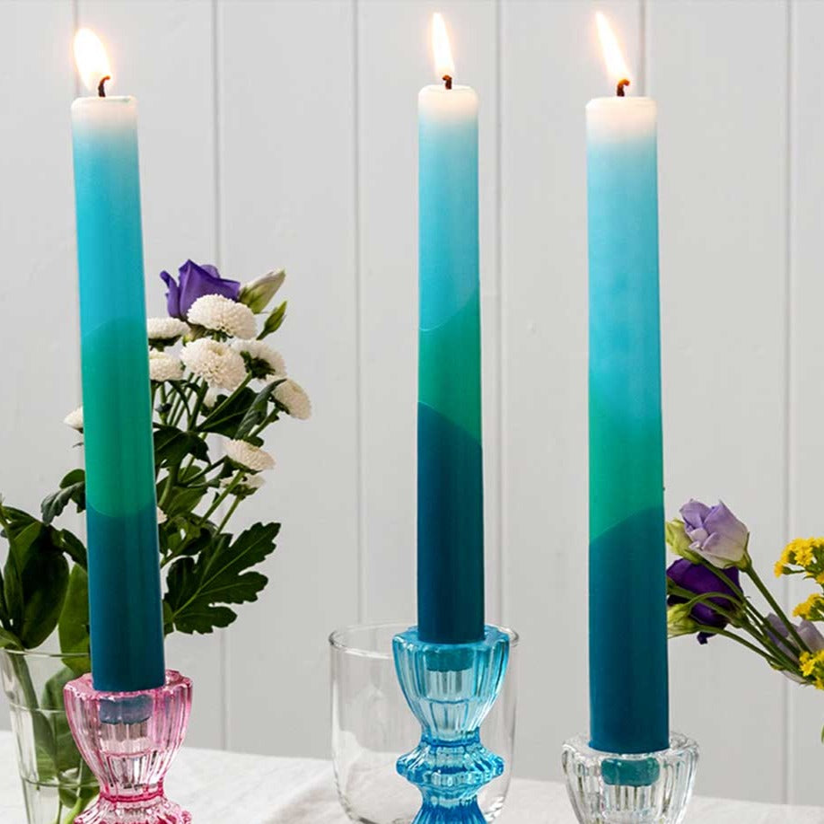 Blue Dip Dye Candles | Set of Four