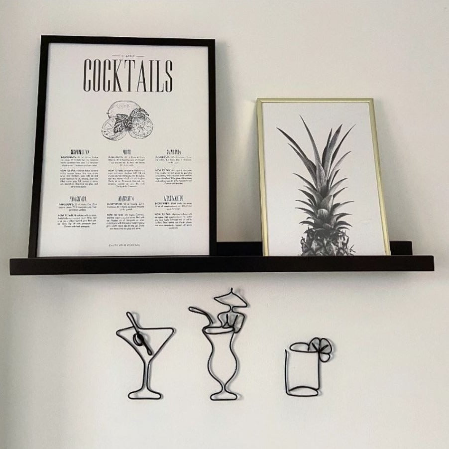 Pina Colada Cocktail Glass Wire Wall Art