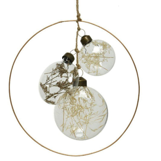 Trio of Dried Flower Glass Hanging Decoration