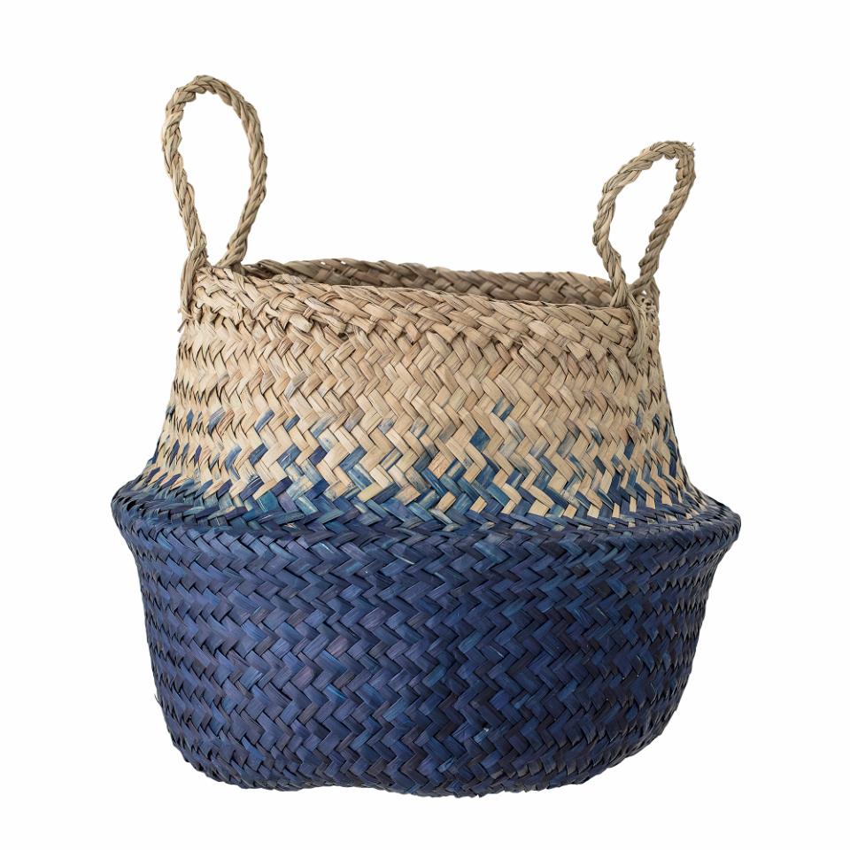 Bloomingville Seagrass Woven Belly Basket, Blue
