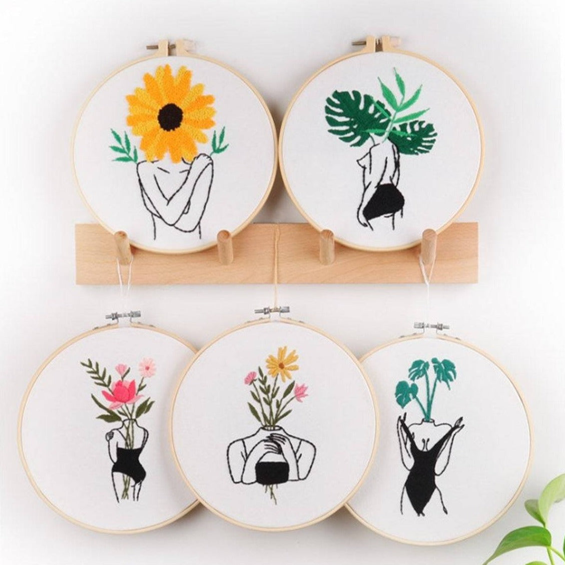 Female Form With Flowers - Beginners Embroidery Kit