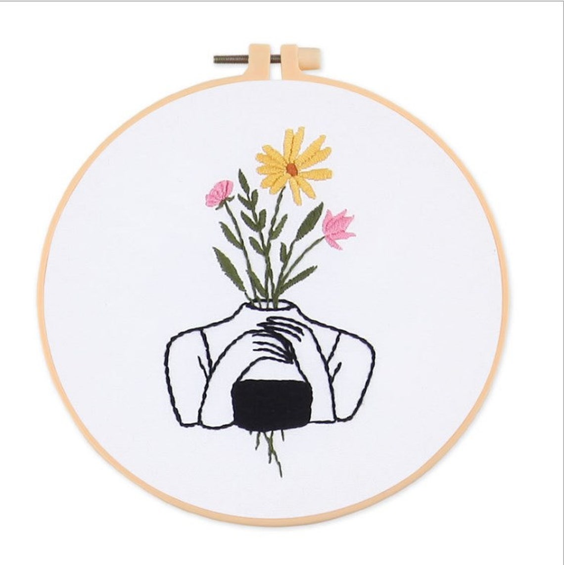 Female Form With Flowers - Beginners Embroidery Kit