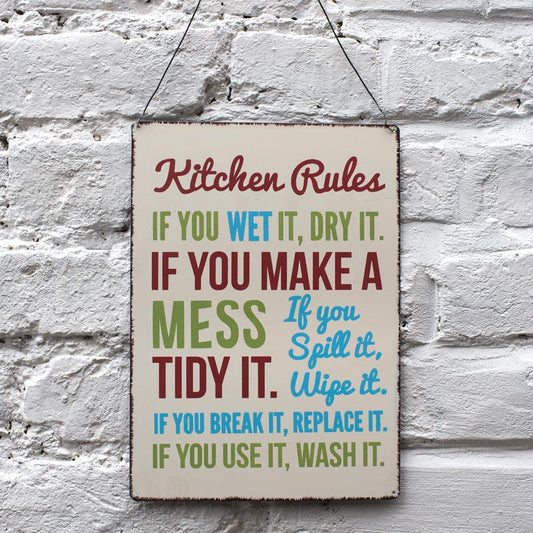Kitchen Rules Metal Wall Sign