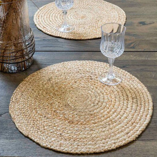 Round Braided Natural Jute Placemats - Set of 4