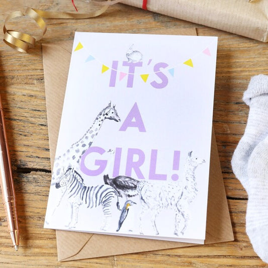 It's a Girl Safari Card