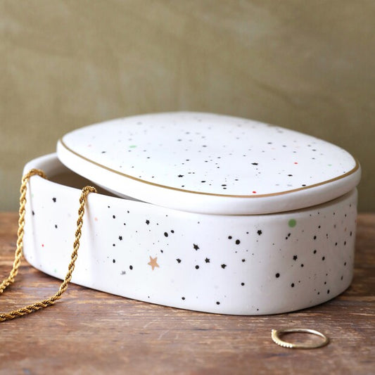 Speckled Stars Ceramic Trinket Box