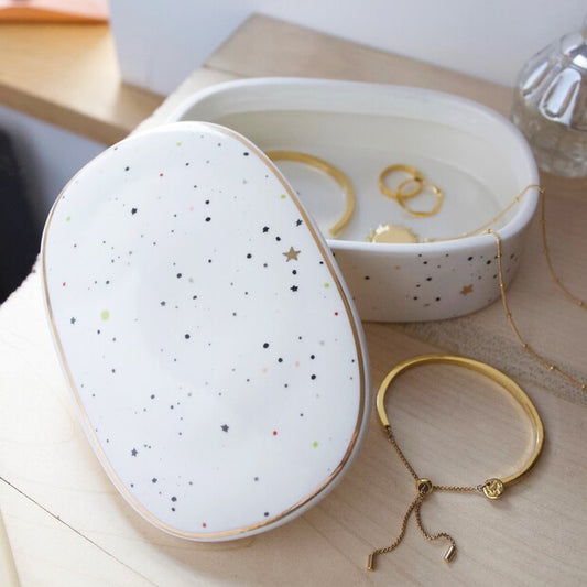 Speckled Stars Ceramic Trinket Box