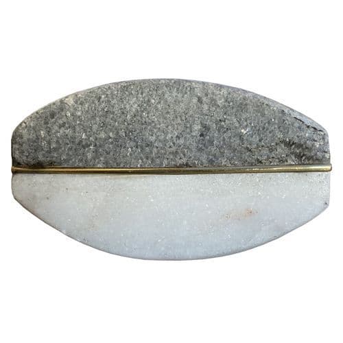 Grey & White Stone Oval Drawer Knob