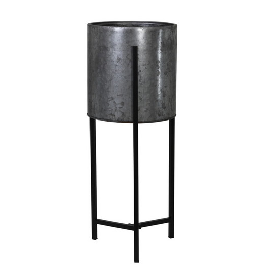Oversized Zinc Flower Pot Planter With Metal Stand